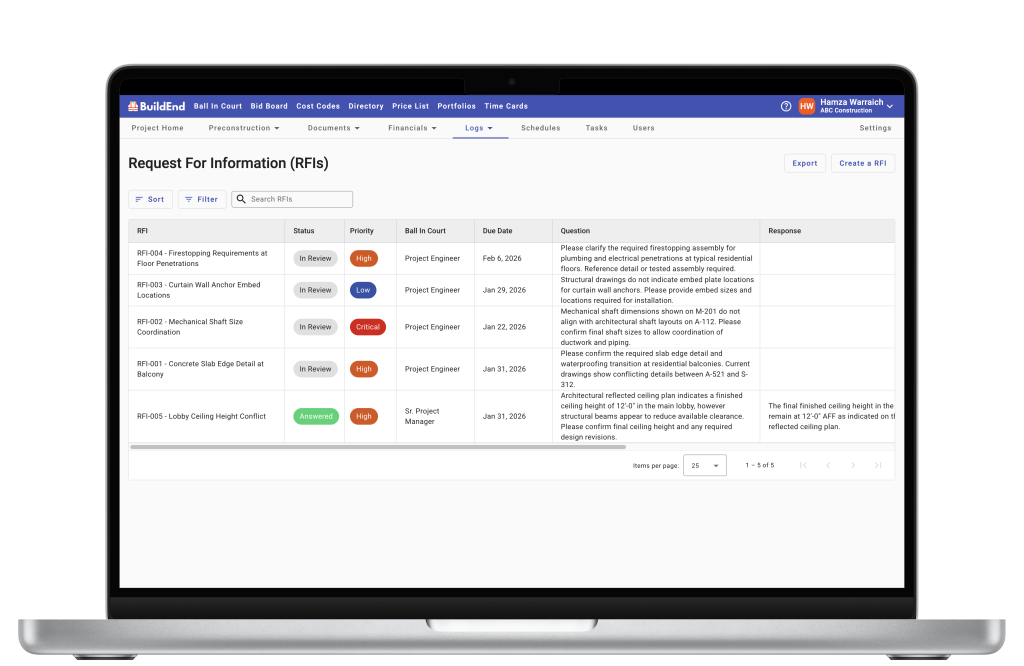 Construction App Rfi Construction RFI Management Software - Buildend